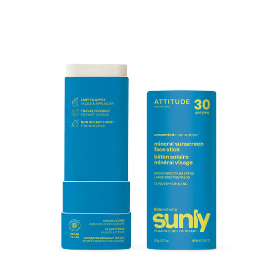 ATTITUDE SUNLY Children – Sunscreen face stick – SPF 30 – Unscented 20g
