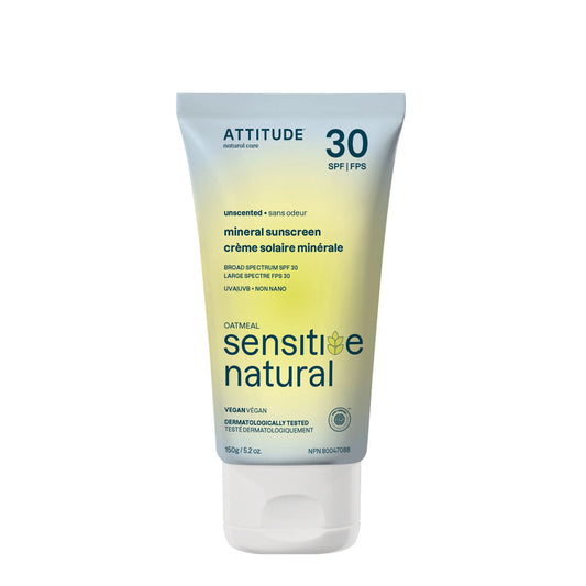 ATTITUDE SUNLY Oatmeal Sensitive Natural – Sunscreen – SPF 30 – Unscented 150g