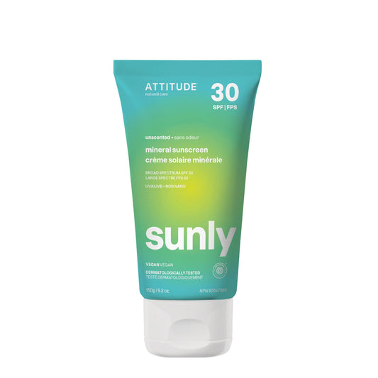 ATTITUDE SUNLY Sunscreen – SPF 30 – Unscented 150g