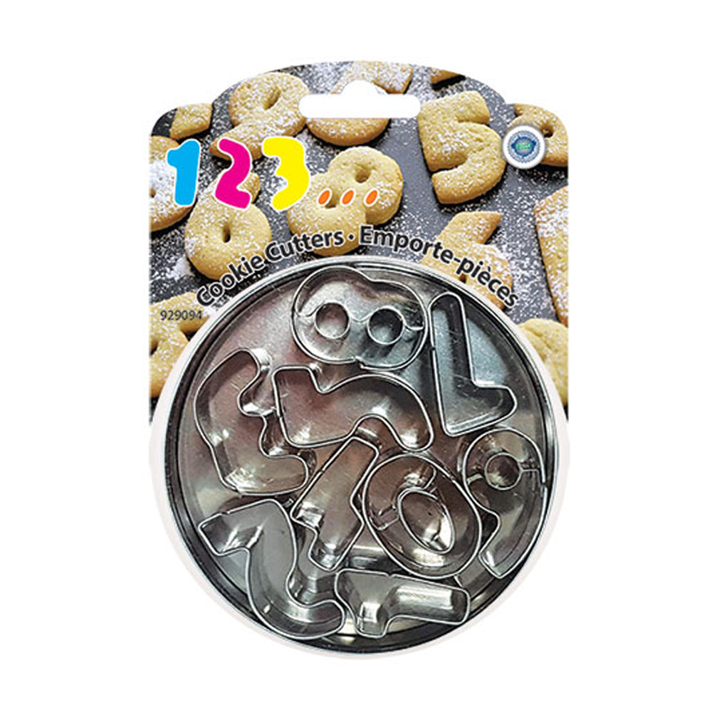 STAINLESS STEEL NUMBERS COOKIE CUTTERS SET OF 9