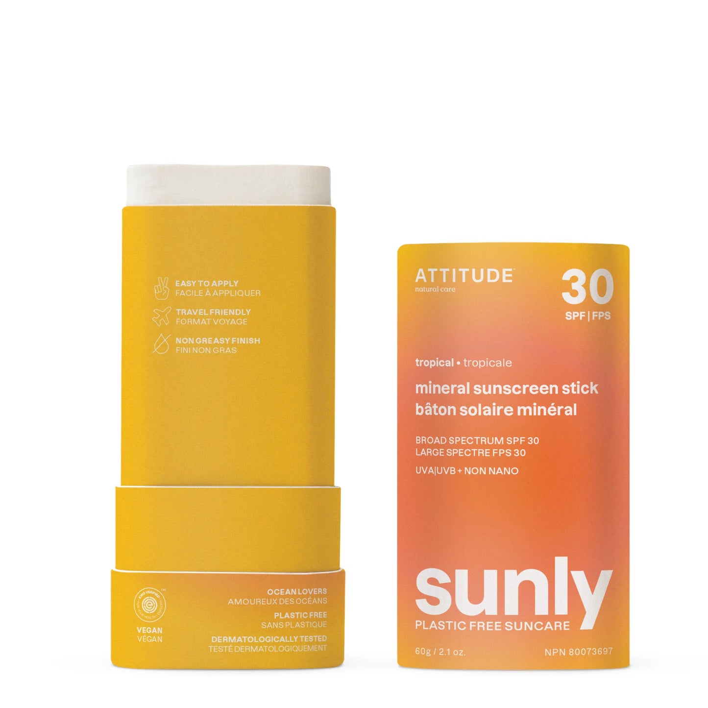 ATTITUDE SUNLY Sunscreen stick – SPF 30 – Tropical 60g