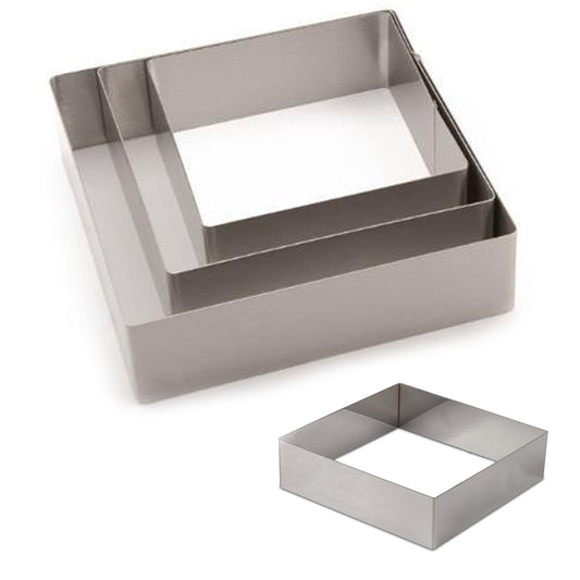Stainless Steel Series Deluxe Square Cake Ring 2" Tall
