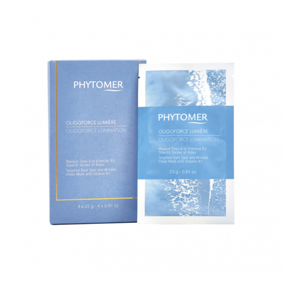 PHYTOMER OLIGOFORCE LUMINATION Targeted Dark Spot and Wrinkle Sheet Mask with Vitamin B3 - 4x23g